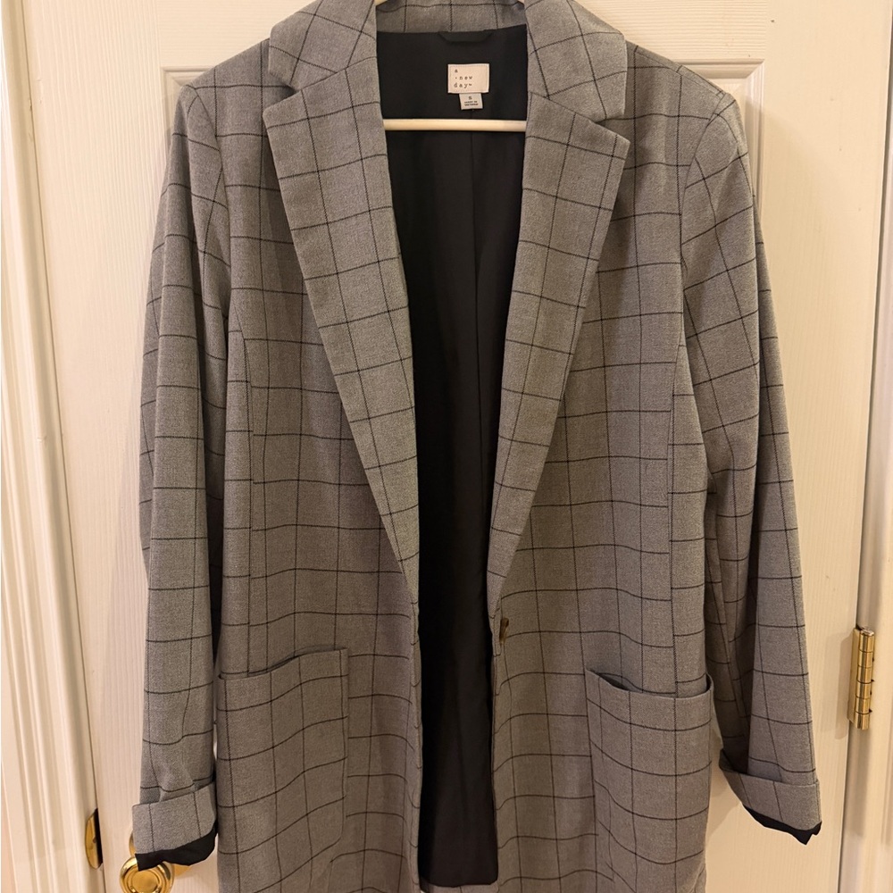 a new day Gray Windowpane Blazer